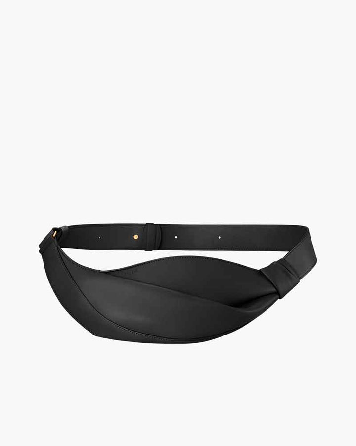 Nappa Leather Folded Crescent Crossbody Belt Bag