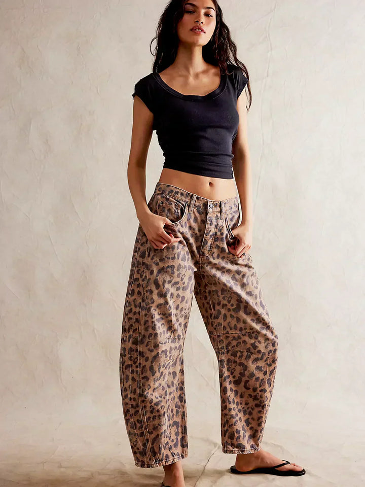Edith Leopard Print Pants — close-up view
