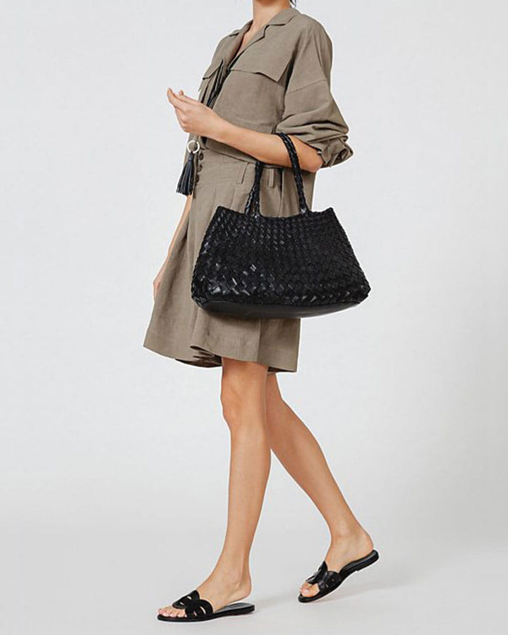 Sunny Weekend Woven Leather Market Tote