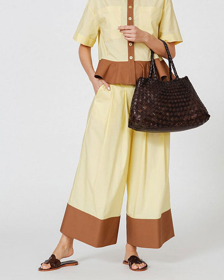 Sunny Weekend Woven Leather Market Tote
