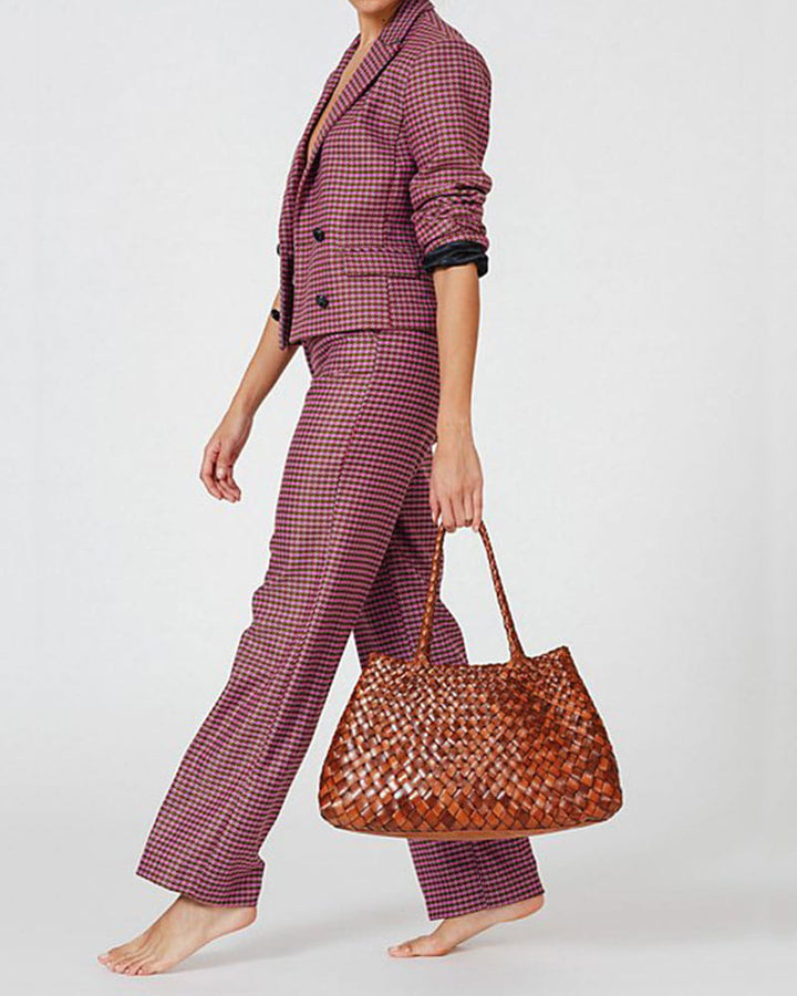Sunny Weekend Woven Leather Market Tote
