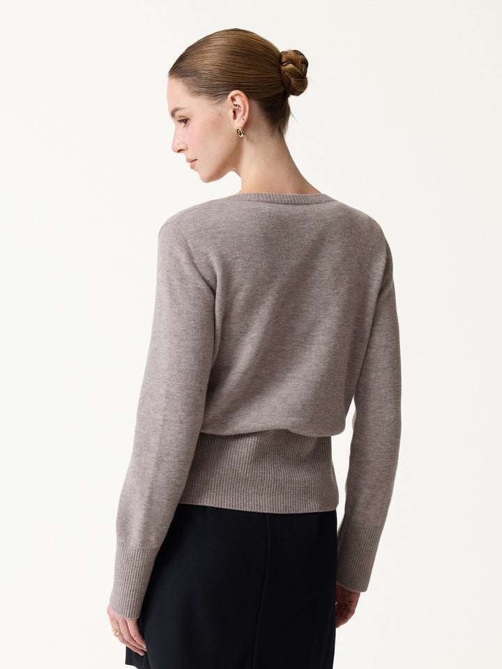 2Pcs Set 100% Merino Wool Long Sleeve Cardigan & Mock Neck Sweater