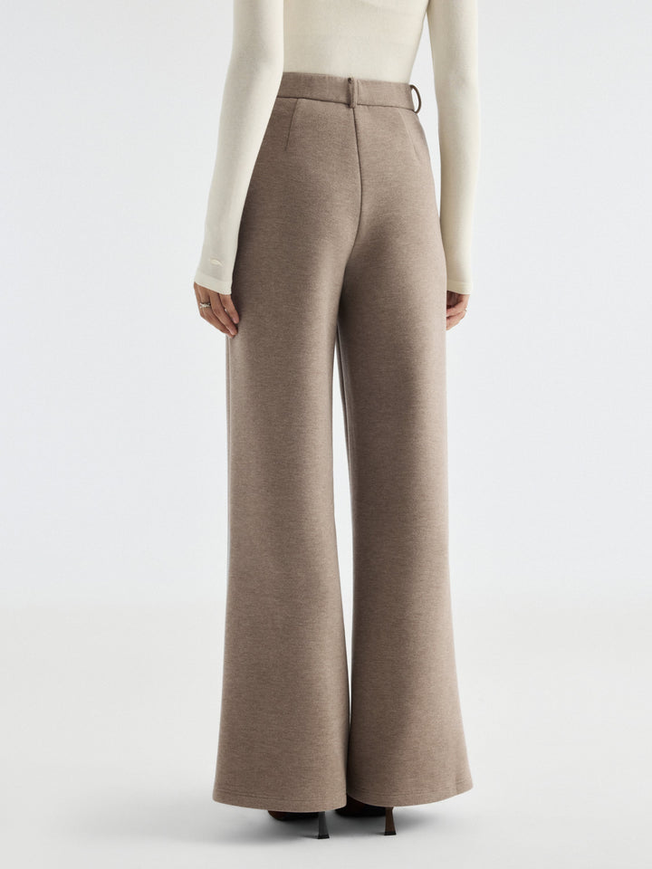 2Pcs Set Hooded Long Sleeve Jacket with Pockets & Mid-Rise Wide-Leg Pants with Pockets
