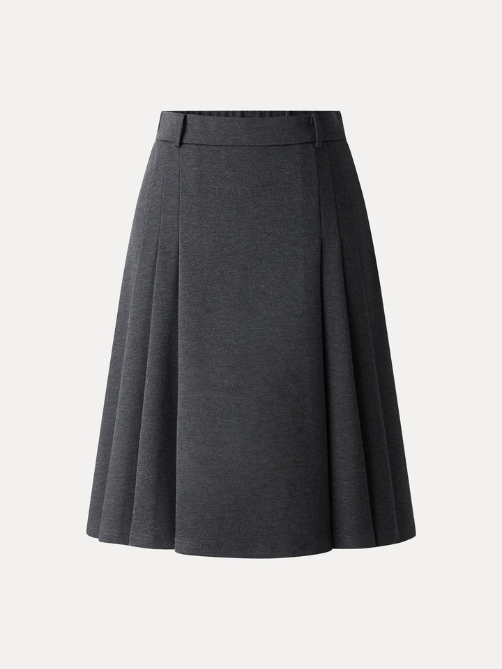 Ponte High-Rise Tucked Knee-Length Skirt
