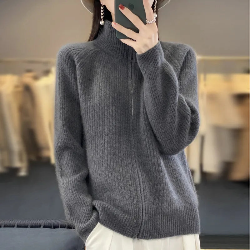 Charlotte Cardigan with Zipper — close-up view