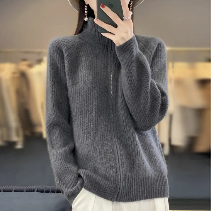 Charlotte Cardigan with Zipper — close-up view