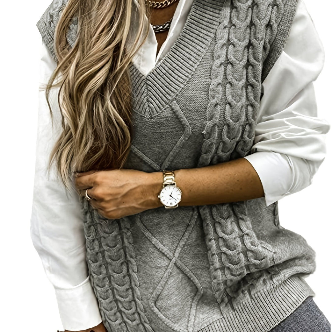 Wrenley | Women's Cable Knit V-Neck Sweater Vest