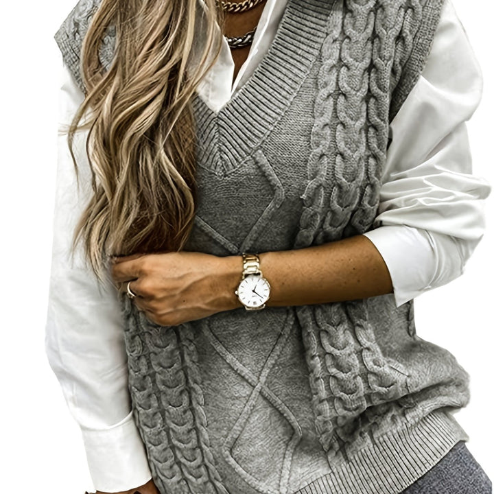 Wrenley | Women's Cable Knit V-Neck Sweater Vest