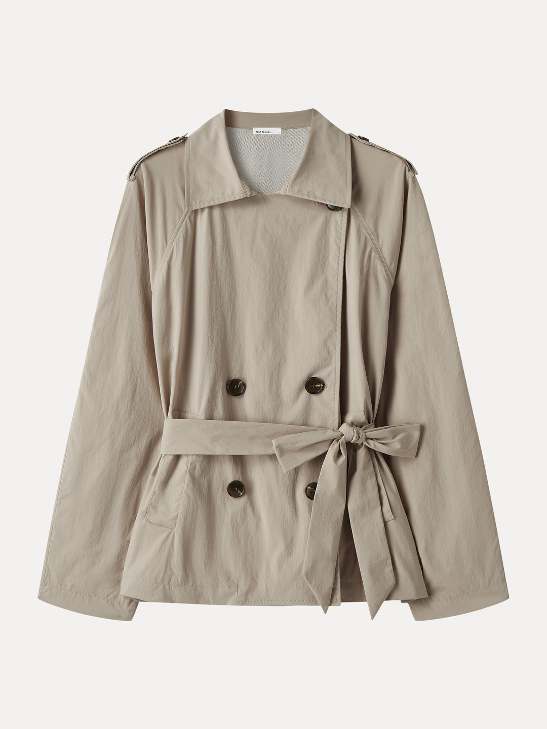 Packable Water-Repellent Peak Collar Trench Jacket with Pockets