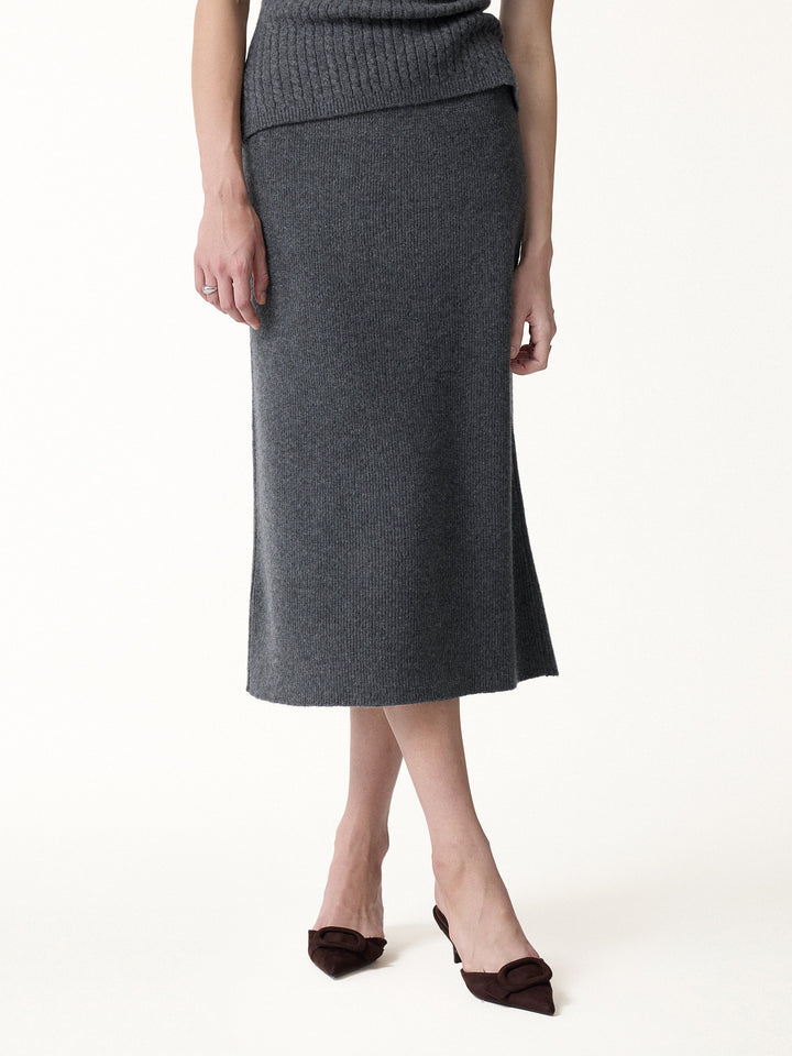 2Pcs Set Merino-Blend Sleeveless Sweater Tank & Merino-Blend Knit Skirt