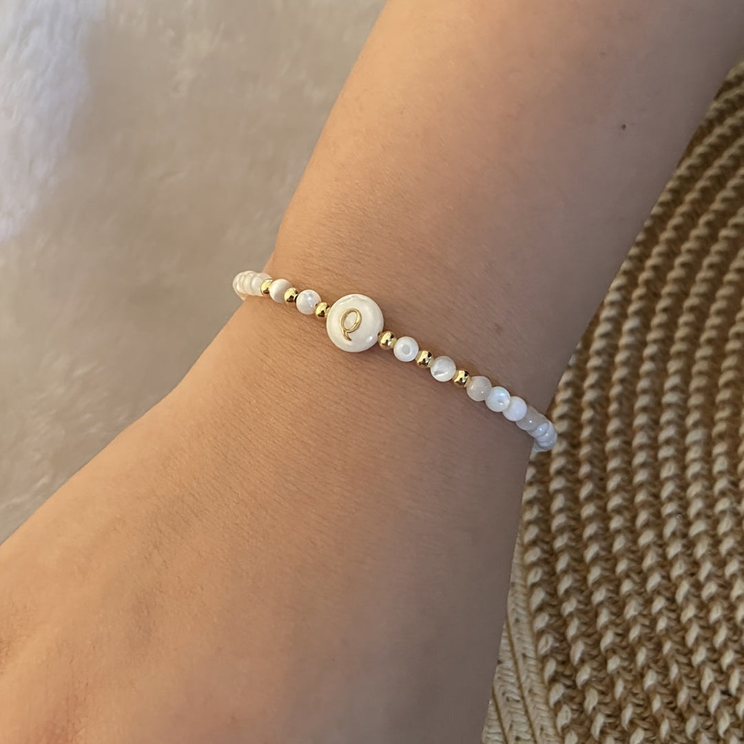 Elegant Initial Pearl Bracelet