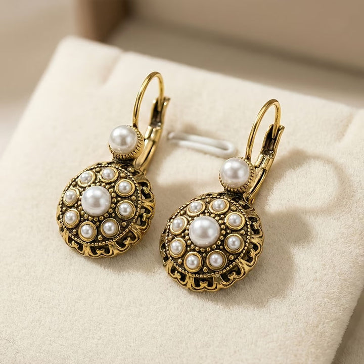 Main shot of the pearl bloom drop earrings