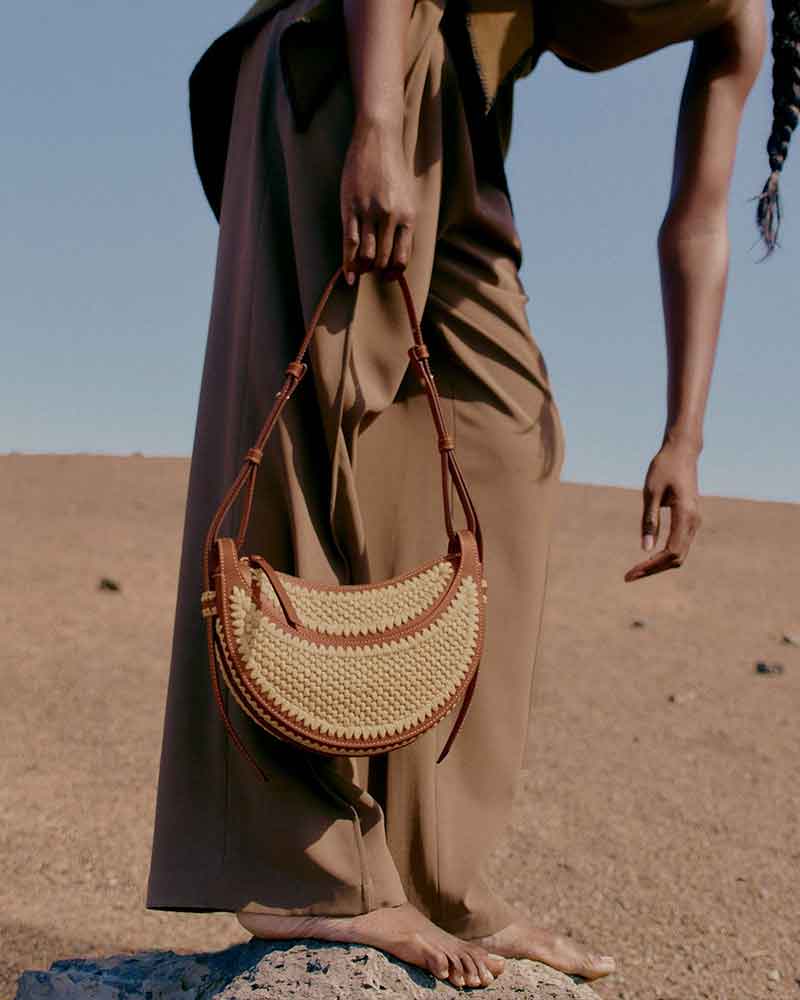 Women's Chic Handwoven Raffia Crescent Bag
