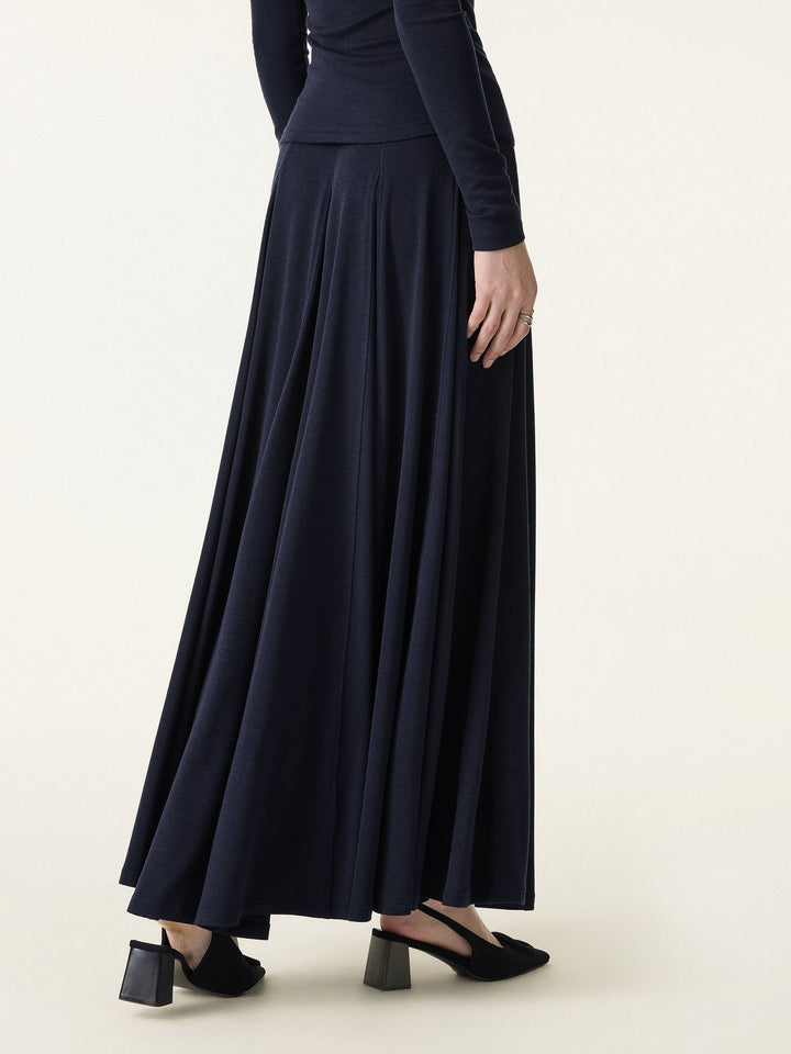 2Pcs Set LiteWarm Surplice Ruched Long Sleeve & Godet Hem Pull-on Maxi Skirt