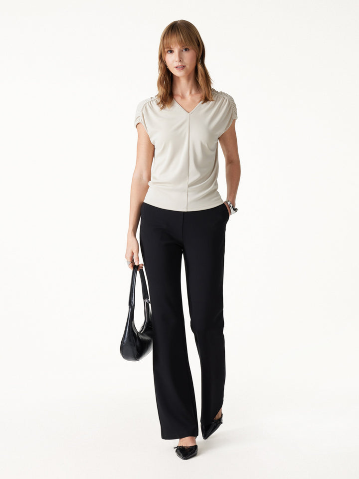 Ponte High-Rise Slim Flared Pants with Pockets