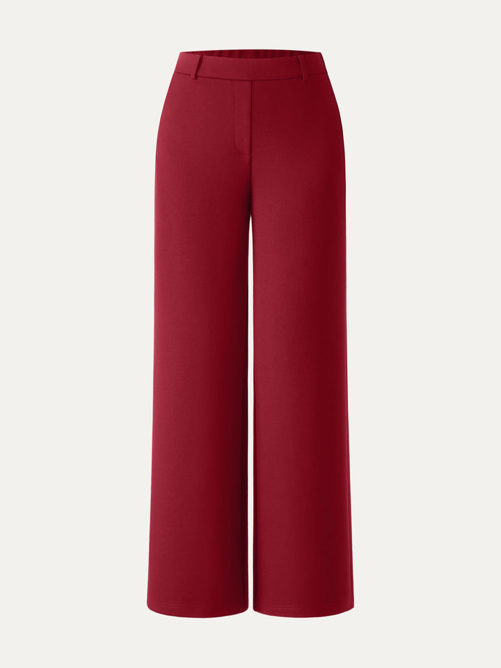 Ponte Mid-Rise Wide-Leg Pants with Pockets