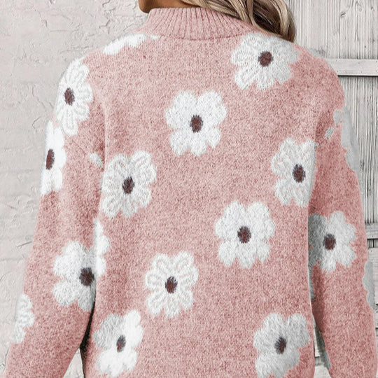 Bloom | Women's Floral Print Half Zip Sweater