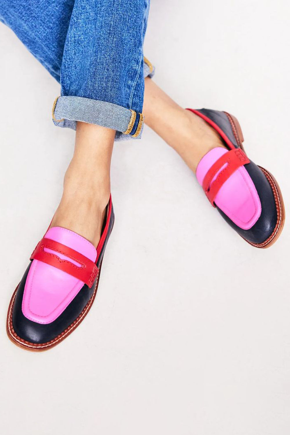 Lunessa Black Loafers with Colourful Accents — side view