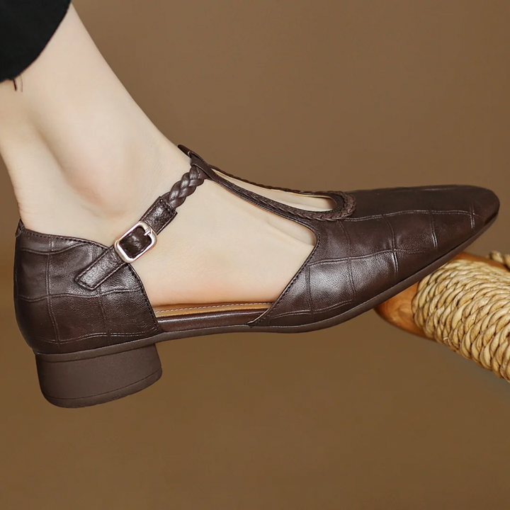 Clara Orthopedic Leather Mary Jane Shoes — detail view