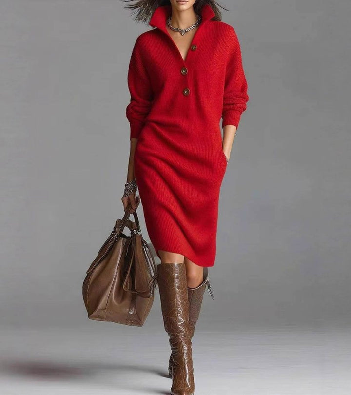 Scarlett elegant winter dress styled – women's classic maxi outfit