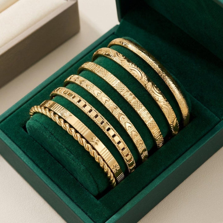 Set stacked and worn on a model's wrist