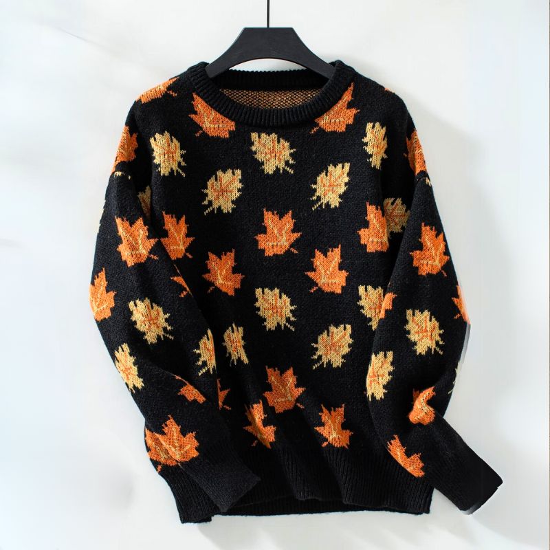 Sophia Comfortable Leaf Style Sweater — detail view