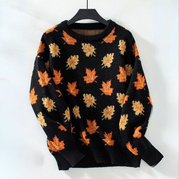 Sophia Comfortable Leaf Style Sweater — detail view