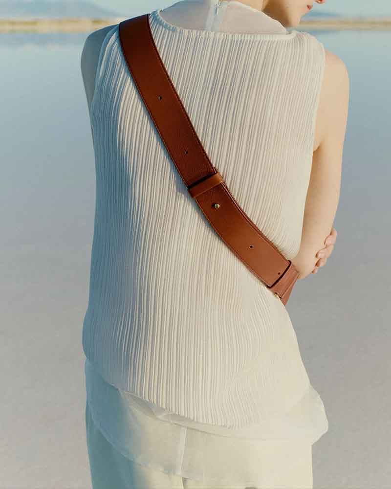 Nappa Leather Folded Crescent Crossbody Belt Bag