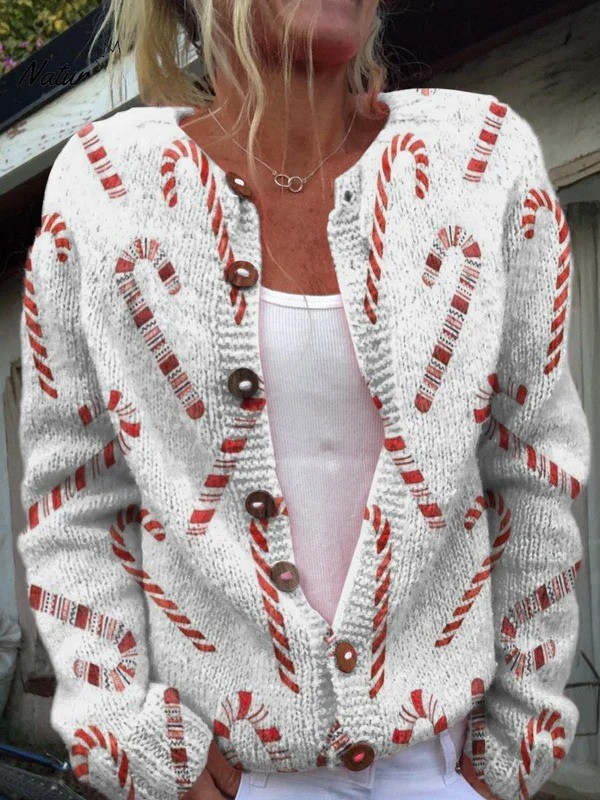 Festive Candy Cane Cardigan — front view
