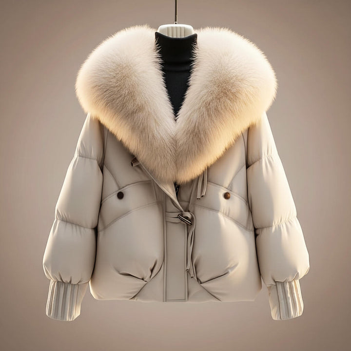 Daisy | Women's Glossy Puffer Jacket with Oversized Faux Fur Collar