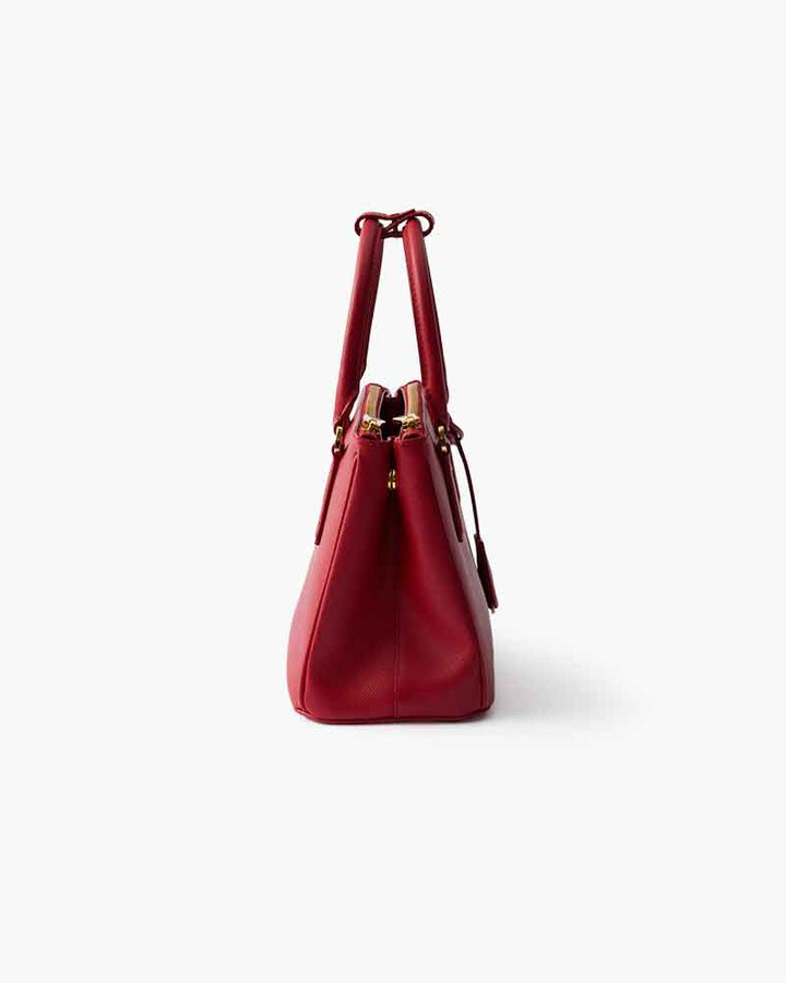 Black Double Zip Shoulder Handbag with Gold Hardware & Strap