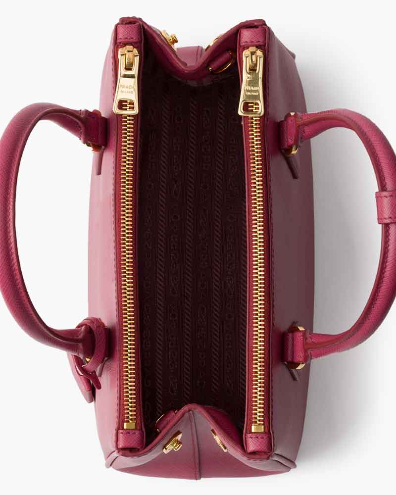 Black Double Zip Shoulder Handbag with Gold Hardware & Strap
