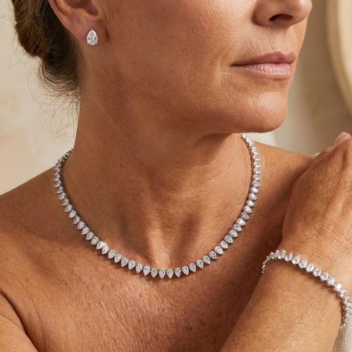 Main shot of the bridal zirconia necklace and earrings set