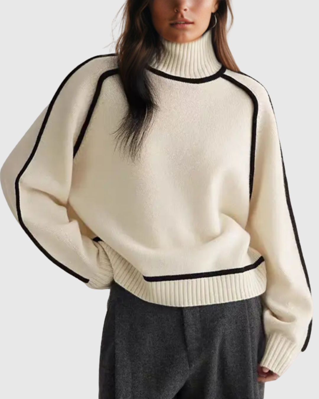 Mariel | Striped Turtleneck Knit Sweater