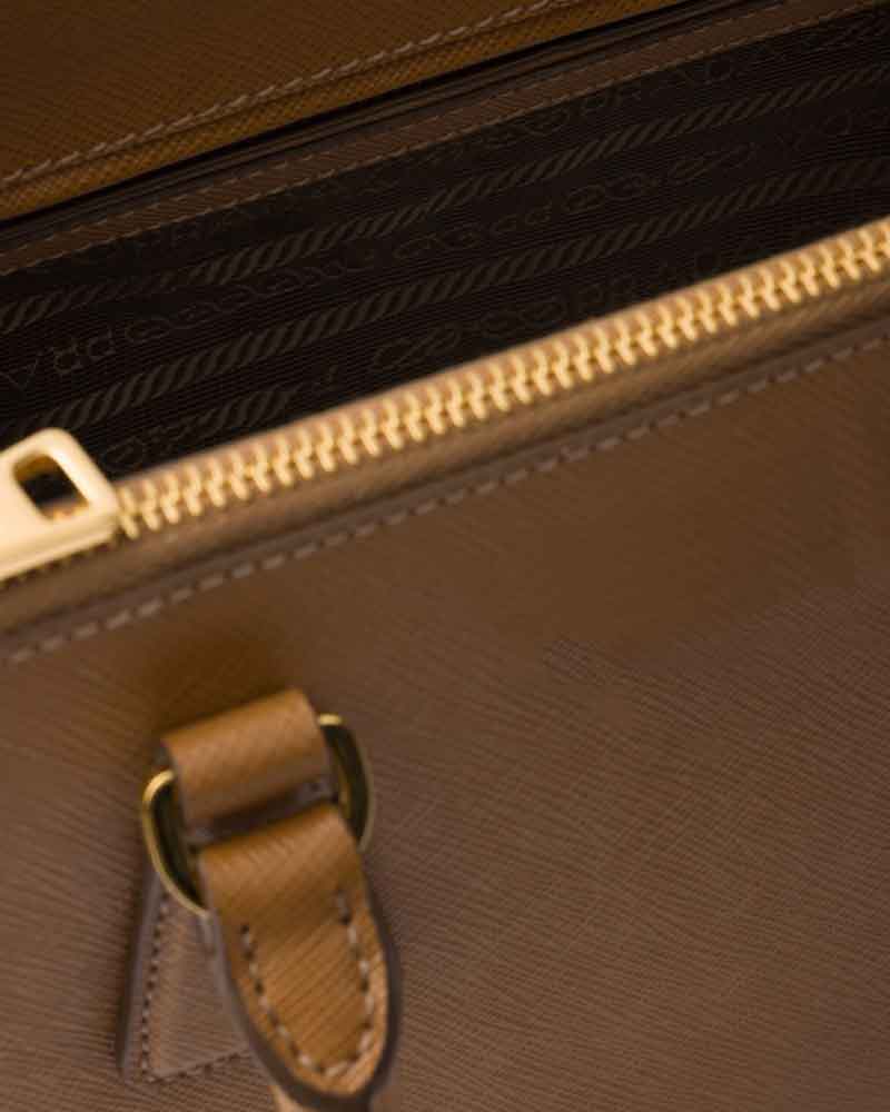 Black Double Zip Shoulder Handbag with Gold Hardware & Strap