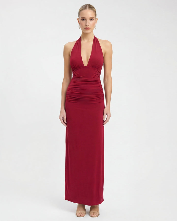 ARIA Nyx Halter Maxi Dress - women's maxi dress, detail close-up