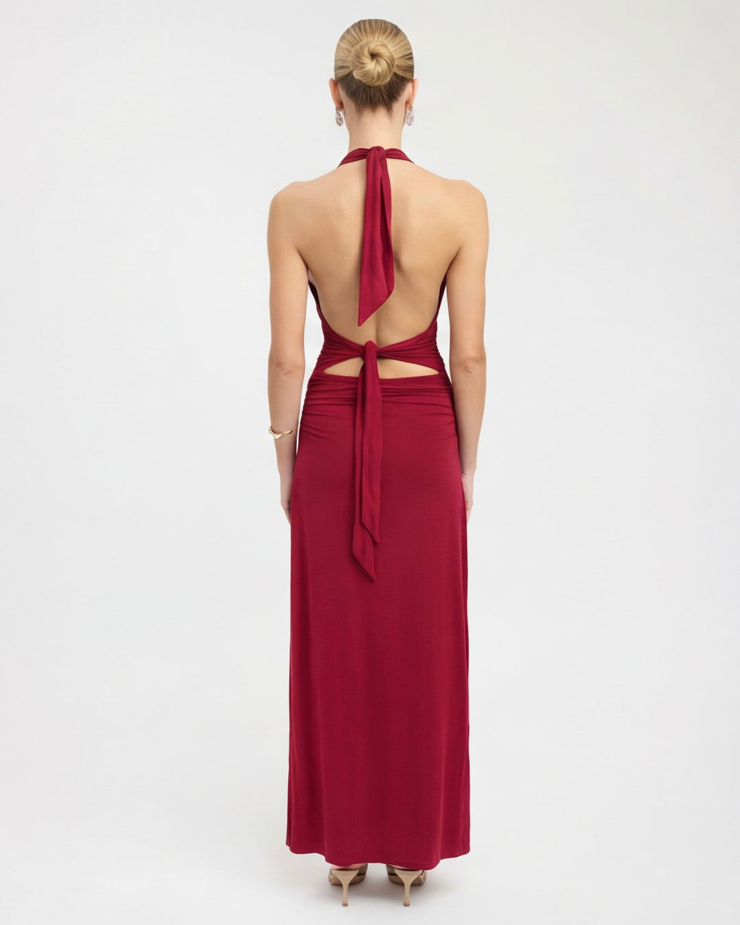 ARIA Nyx Halter Maxi Dress - women's maxi dress, fabric detail
