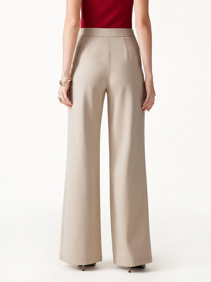 Ponte High-Rise Wide-Leg Gusset Pants with Pockets