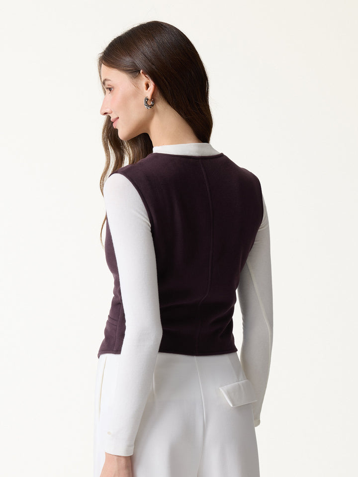 2Pcs Set Friendly Sleeveless Cropped Vest & Mid-Rise Pintuck Pants with Pockets
