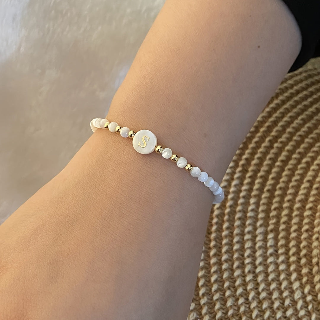 Elegant Initial Pearl Bracelet