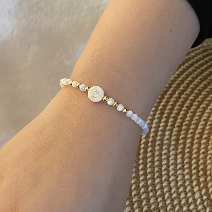 Elegant Initial Pearl Bracelet