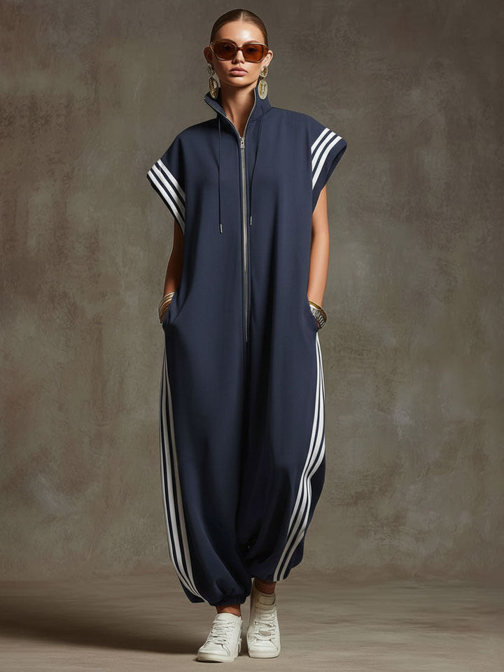 Casual sporty women's jumpsuit – full length