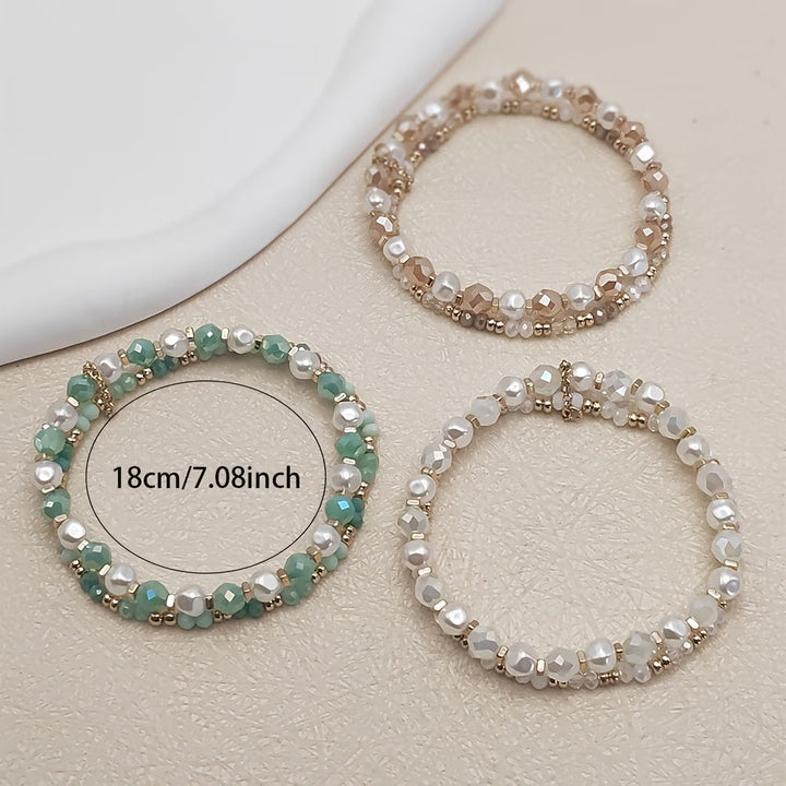 Lifestyle shot of the bracelet set styled with an outfit