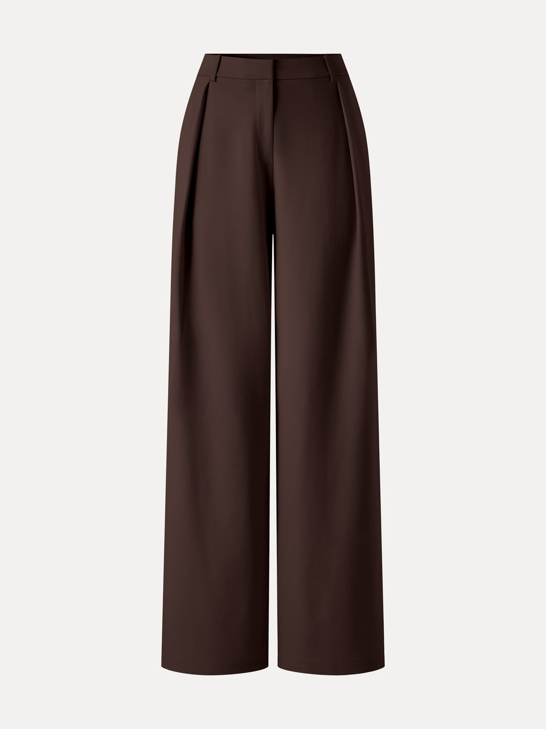 Not-See-Thru High-Rise Wide-Leg Pants with Pockets