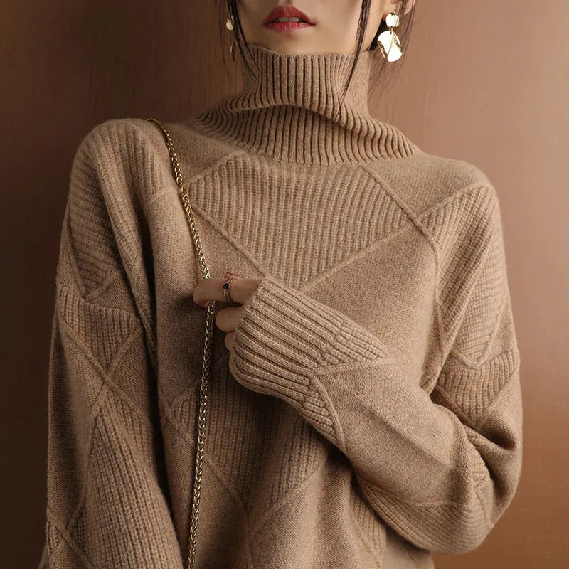 Zoe Comfortable Soft Turtleneck Sweater — front view