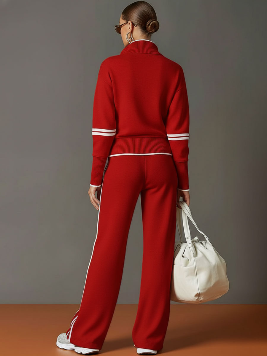 Elegant two-piece wide-leg set – model wearing
