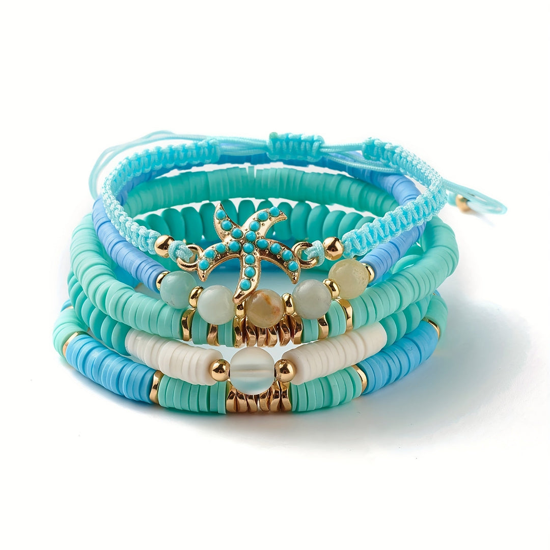 Close-up of the lustrous pearl beads and shell charm detail
