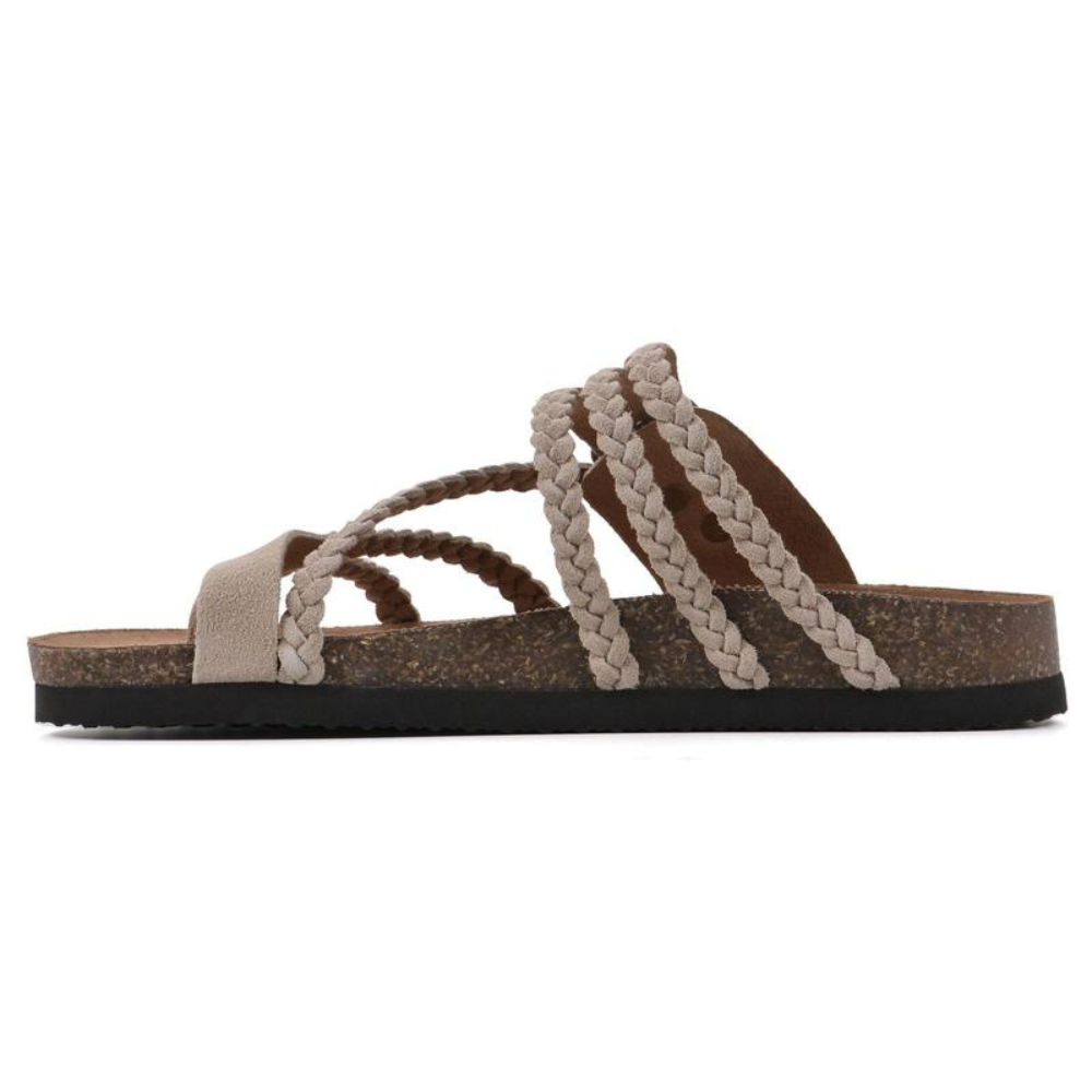 Harriet Braided Cork Sandals — close-up detail
