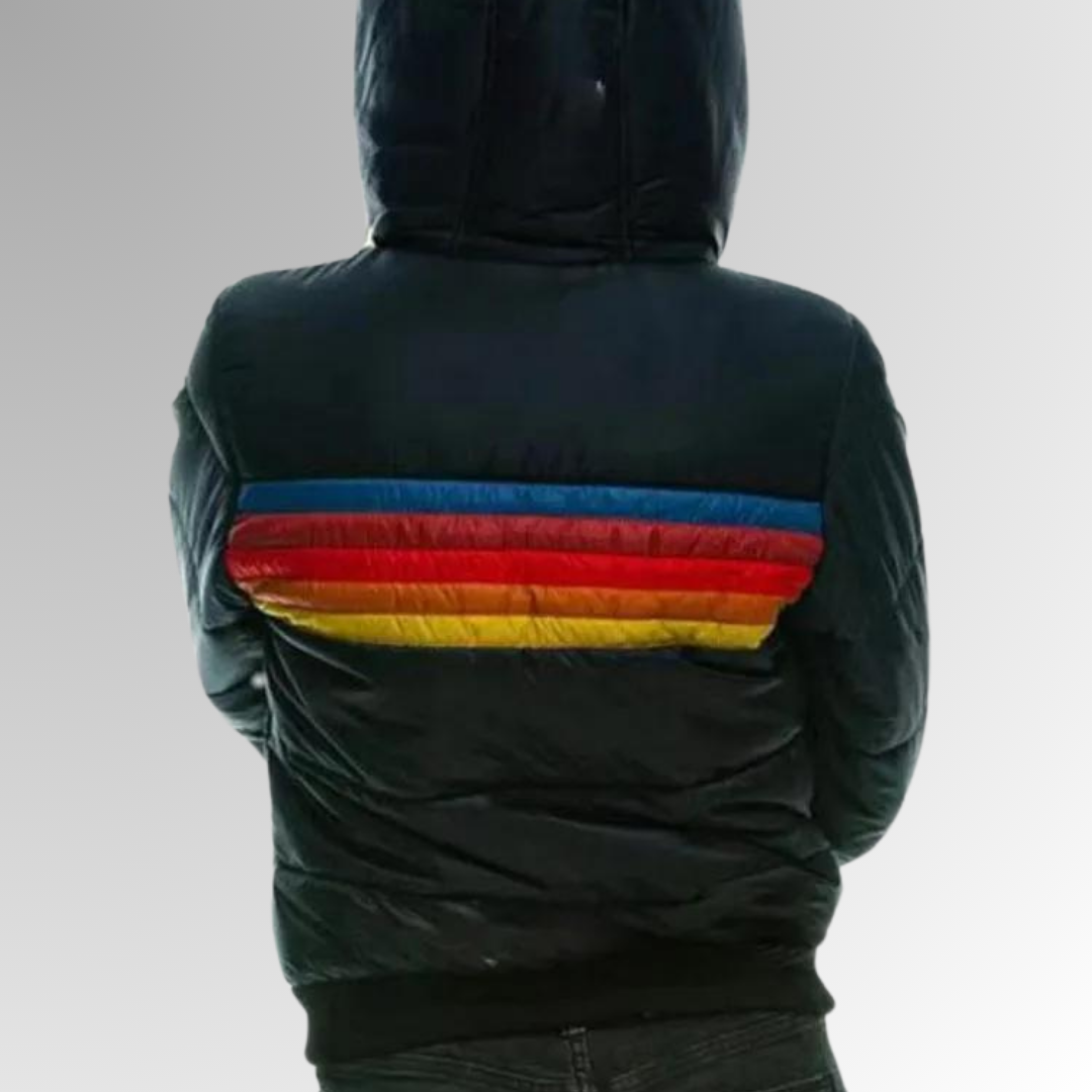 Sunniva | Women's Striped Colorblock Quilted Puffer Jacket with Hood