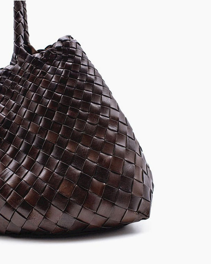 Sunny Weekend Woven Leather Market Tote